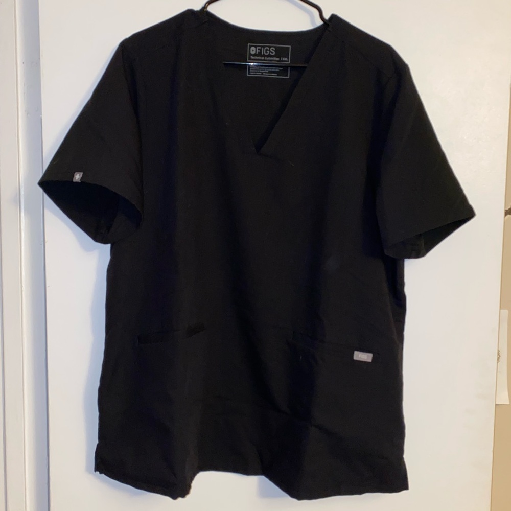 Figs Black Three Pocket Scrub Top